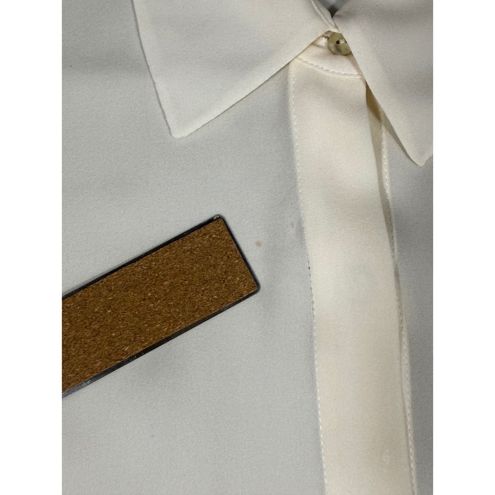 L'AGENCE Ivory 100% Silk Smocked Cuff Button Down Blouse Size Medium Ivory White - Picture 4 of 9